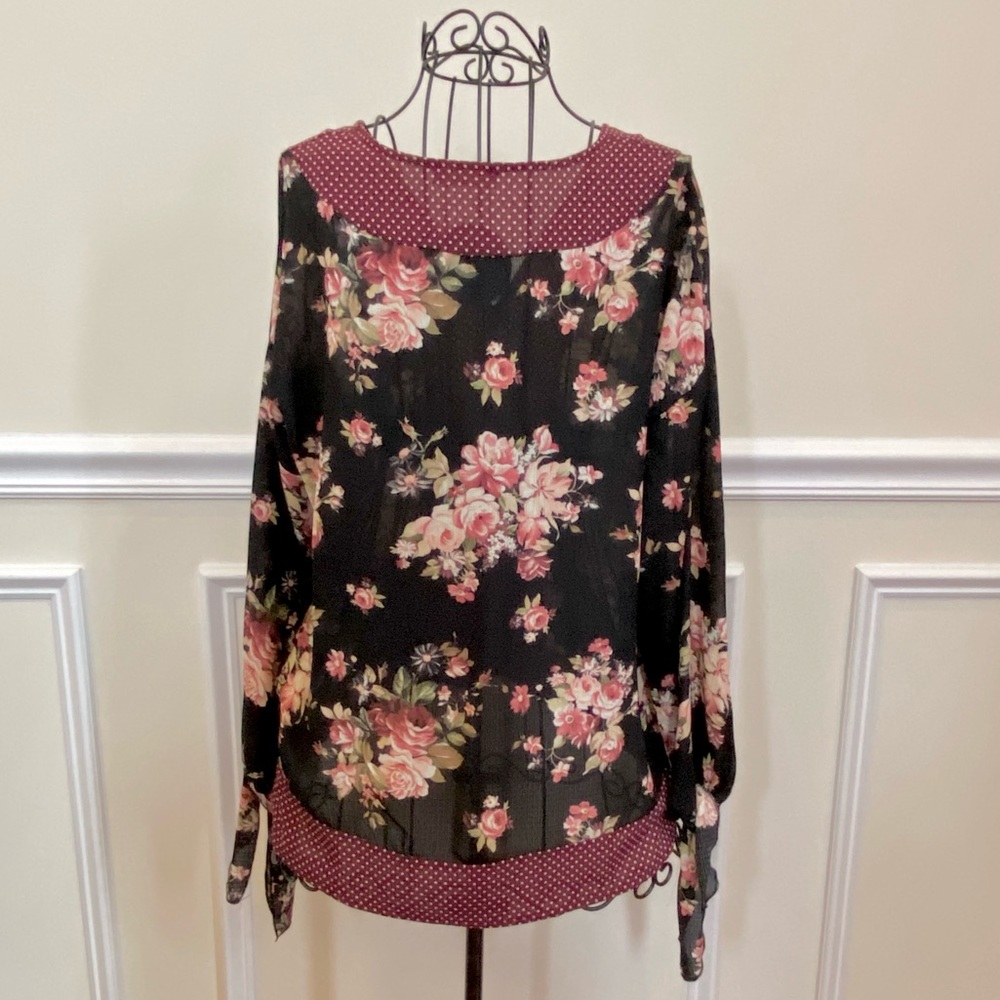 *CLEARANCE* ODDI Floral Tie Sleeve Lightweight Blouse - Picture 7 of 11